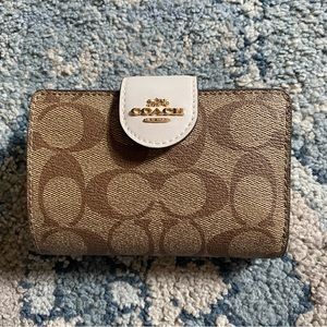 Coach Medium Corner Zip Wallet In Signature Canvas